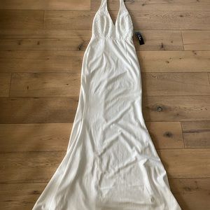 Lulus long elegant halter XS wedding dress.